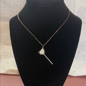 Elegant Gold Heart Lollipop Pendant Necklace